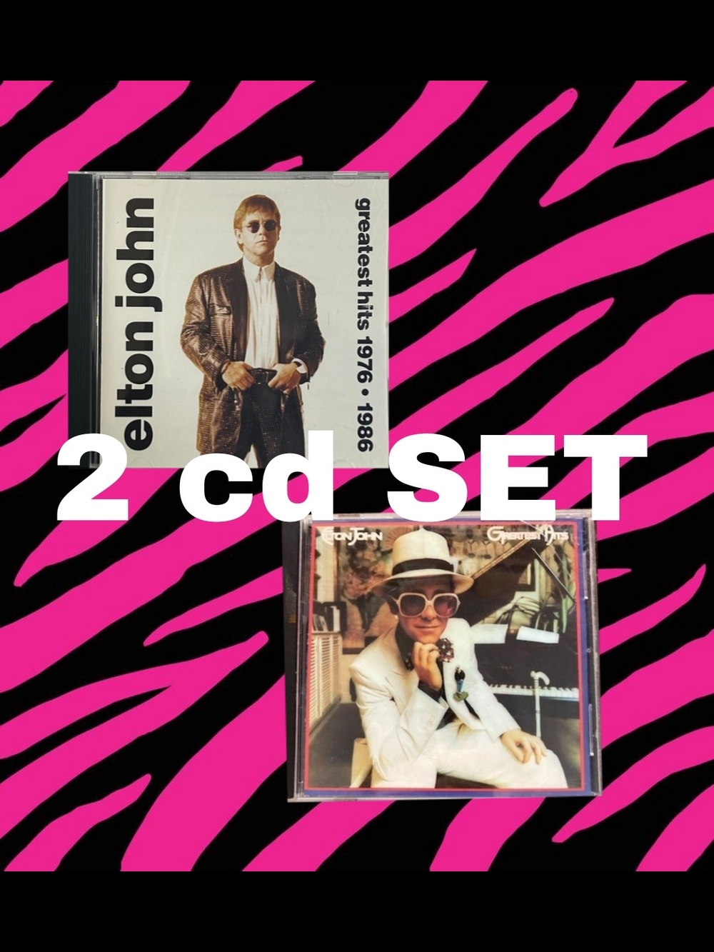 Elton John 2 CD Set - Greatest Hits (Pink & Black Background)